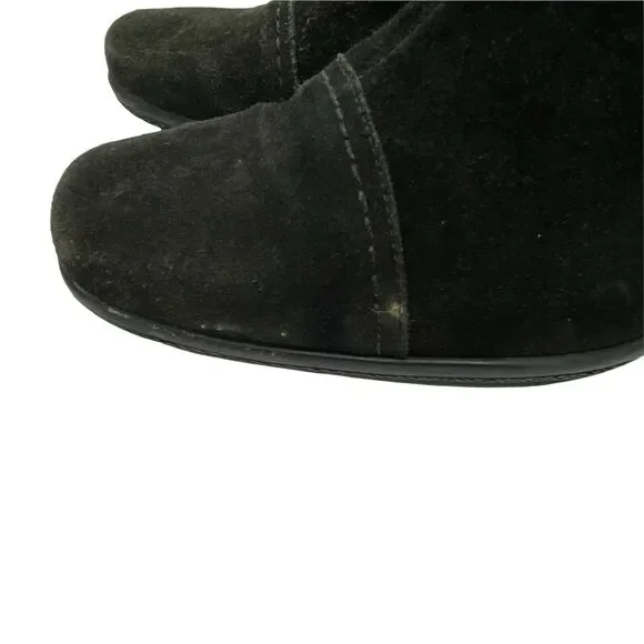 Kitten Heel Boots Vintage La Canadienne Women's Black Suede Square Toe sz 10 M - Picture 7 of 16